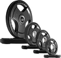 RitFit Olympic Rubber Grip Plates for Barbell, 2-Inch Weight Plates for Weightlifting and Strength Training in Home & Gym, Single, Pair and Sets(2.5/5/10/25/35/45 LB)
