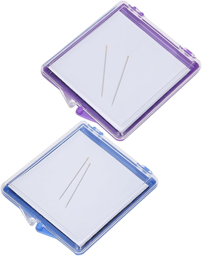 Kodrily 2Pcs Magnetic Needle Case Set, Magnetic Needle Holder with 4 Pins, 2.8x3 in Sewing Needle Case, Sewing Needle Holder, Needle Organizer for Cross Stitch Sewing Knitting