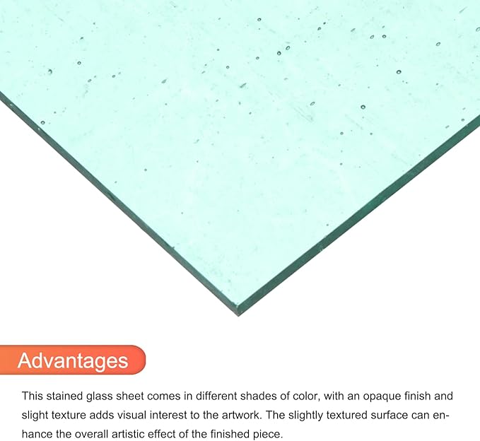 MECCANIXITY 2 Pcs Stained Glass Sheet Mosaic Tile 7.9 Inch x 5.9 Inch Lake Blue Stained Glass Sheets for Crafts DIY Art Project