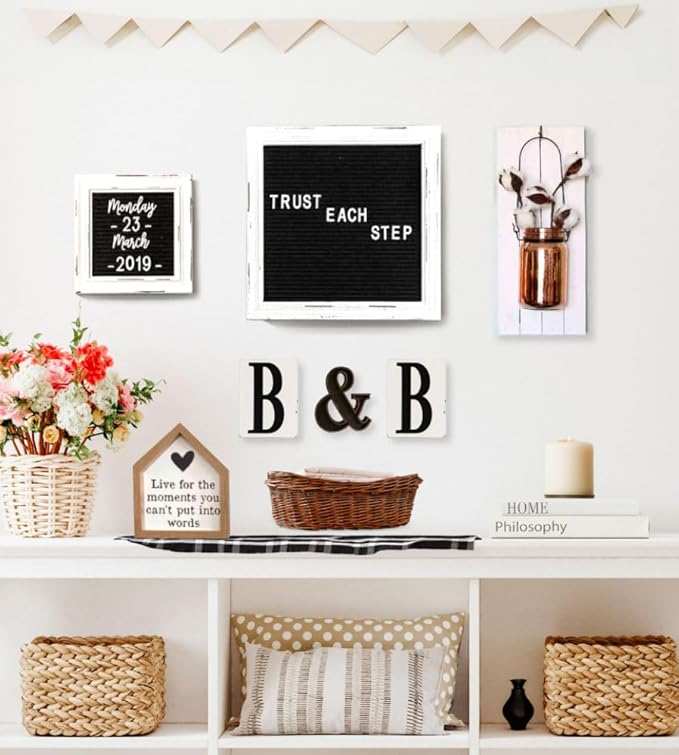 Mini Letter Board [Set of 3] Small Felt Letter Board Letters and Symbols Trio - Adorable Baby Announcement Props or Announcement Board for New Baby, Word Board with Letters (6x6 inches)