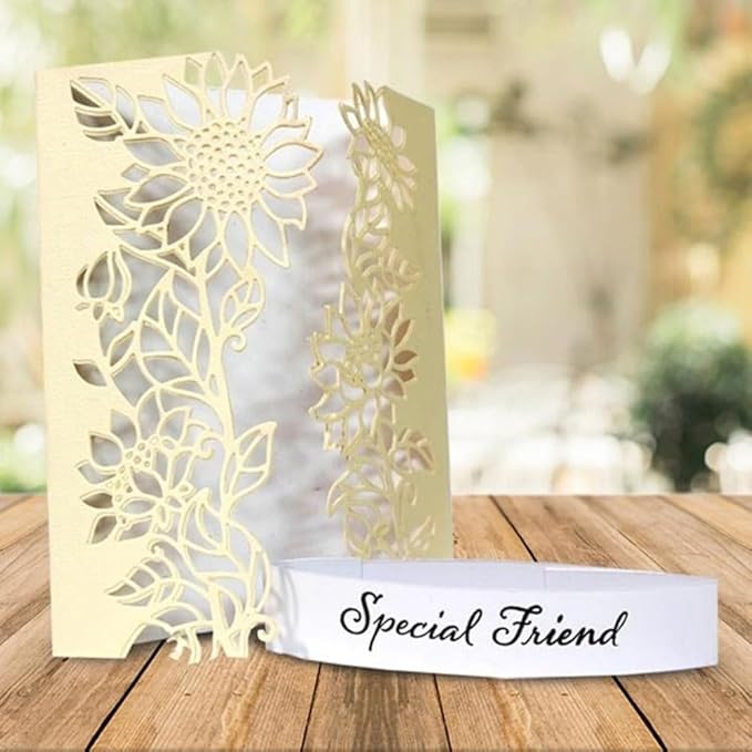 Lapoo Metal Cutting Die for Scrapbooking, 3D Backgrounds Frame New Cutting Dies DIY Album Card Making Decor Paper Craft Metal Die Cuts Party Wedding Decorations (Leaf-Turning Sunflower 7.2 x 5.2 in)