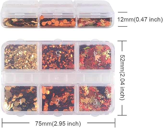 Thanksgiving Glitter Maple Leaf Nail Sequins Fall Nail Flakes Design Nail Charms Holographic Mixed Color 3D Confetti Autumn Nail Art Stickers Maple Leaves Nail Glitter Sequins for Women