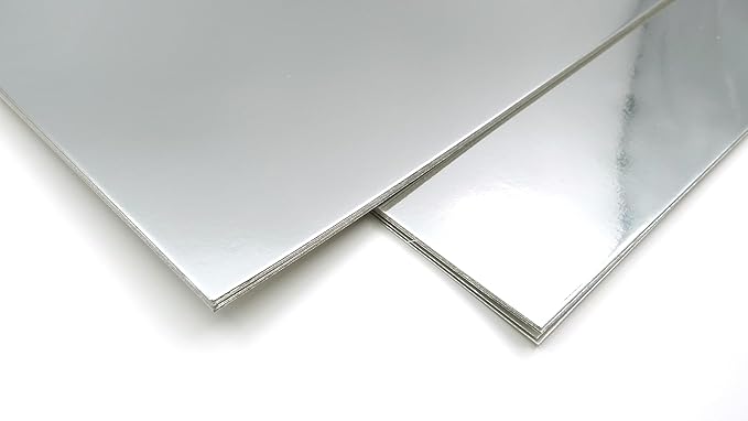 TGXRZX Metallic Silver Cardstock Paper,Size 8 "x 11" (250gsm), 15PCS,Mirror Finish Gold Foil Board for Crafting, Invitations, and Decorations,Die Cut and Plotter,Card Making (Bright silver)