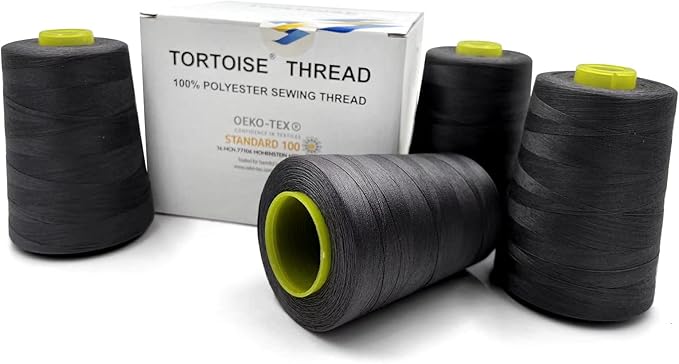 Tortoise 4 Cones of 3000 Yards Each Spool Thread for All Purpose, Serger, Overlock, Quilting, Sewing Machine - 100% Polyester - 20S/2 White