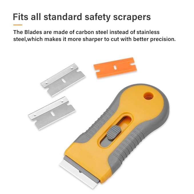 WEGAZ-100PCS Single Edge Razor Blades,Industrial Safety Razor Blades,Individually Packed, Used for Scrapers and Cutting Tools