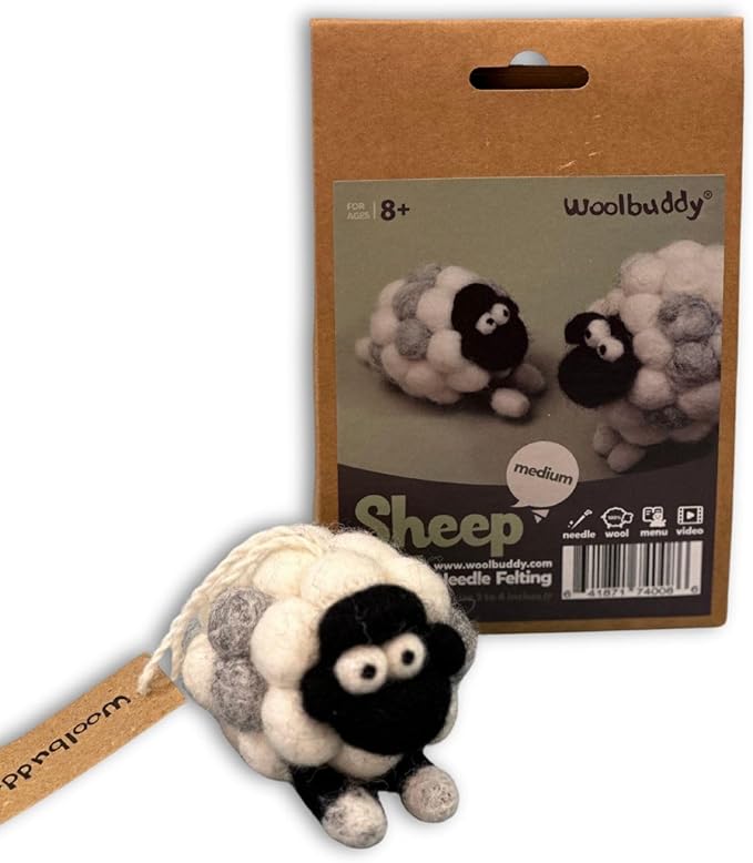 Woolbuddy Needle Felting Kit for Beginners & Adults – DIY Sheep Animal Craft Kit – Complete Starter Set with Wool, Needles & Step-by-Step Instructions