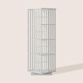 XIMN 360° Rotating Bamboo CD/DVD Shelf - 6-Tier Space-Saving Media Storage Cabinet for Movies, Organizer with Super Compact Design (White, 4 Tier)