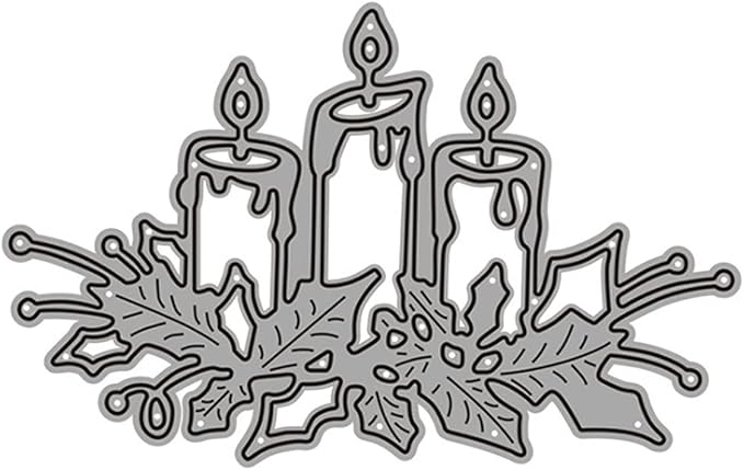 Metal Cutting Dies DIY Merry Christams Embossing Stencil Template Scrapbooking Card Making Mold Photo Album Arts Crafts Tools (3 Pcs Prayer candles-11x6.5cm)