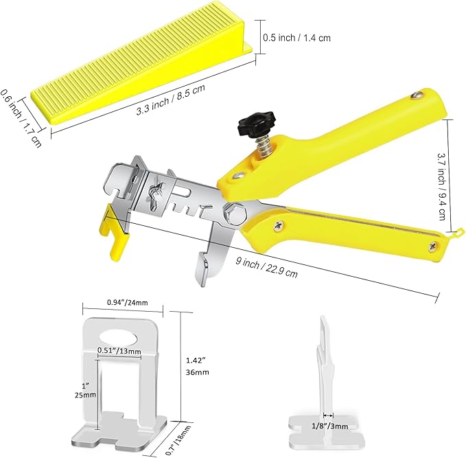 Storystore Tile Leveling System with Tile Pliers - 3400 Piece Tile Spacers Clips and 200 Piece Reusable Wedges, 1/8 Inch Tile Installation Tools Kit