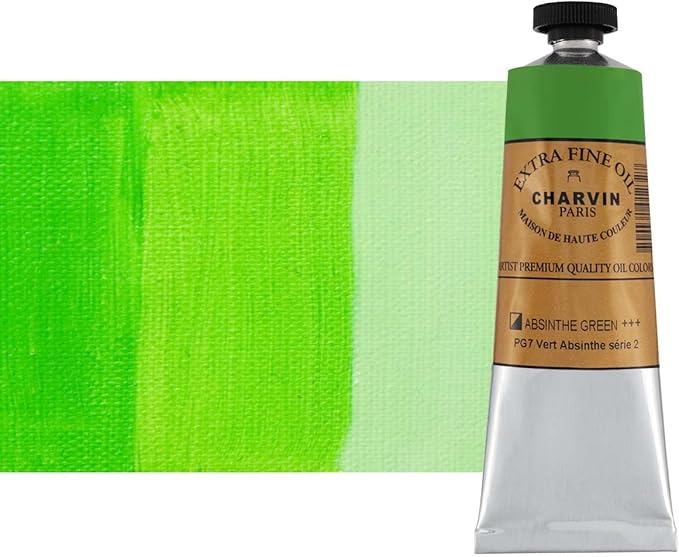 Charvin Extra Fine Oil Paint, Absinthe Green 60 mL - Triple-Milled, Rich Texture, Poppy Oil-Based, Light-Fast, Handmade, Archival Quality