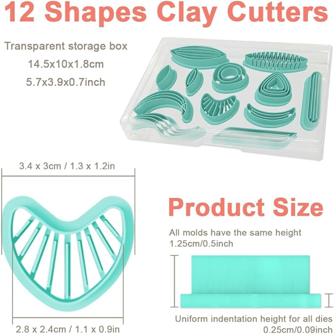 Polymer Clay Cutters - 12 Shapes Leather Twisting Jewelry Earrings Cutter, Polymer Clay Cutters for Jewelry, Earring Making Kit with Storage Box