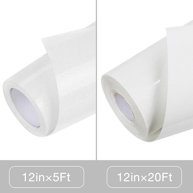 TORC White Glitter HTV Heat Transfer Vinyl Roll 12 inch x 20 ft Sparkly Iron on Vinyl for T Shirts Crafts Bulk