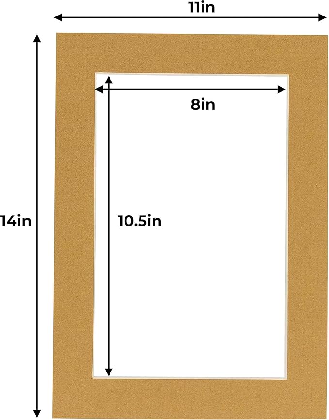 11x14 Mat for 8.5x11 Photo - Precut Rattan Beige Picture Matboard for Frames Measuring 11 x 14 Inches - Bevel Cut Matte to Display Art Measuring 8.5 x 11 Inches - Acid Free Pack of TEN MATS