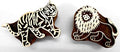Lion Tiger Wooden Blocks Stamps for Printing on Textiles, Pottery Crafts,Henna, Scrapbooking (Set of 2)