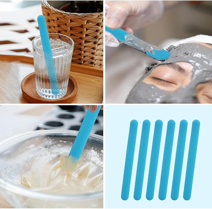 6 PCS Reusable Silicone Stirring Stick, Silicones Stirrings Sticks, Blue Reusable Silicone Wax Stick Popsicle Sticks Tools, for DIY Crafts, Resin, Liquid, Paint
