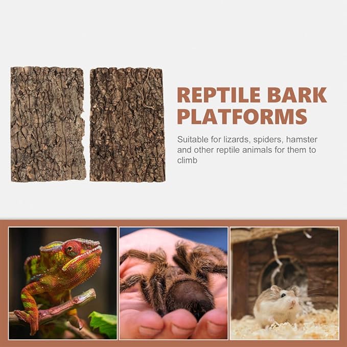 Totority Cork Bark 3Pcs Plants Decor Cork Terrarium Background, Cork Tile Background Decorative Tree Bark Adornment Reptile Climbing Plaything for Gecko Lizard Tortoise Frog Bearded Dragon Tank Access