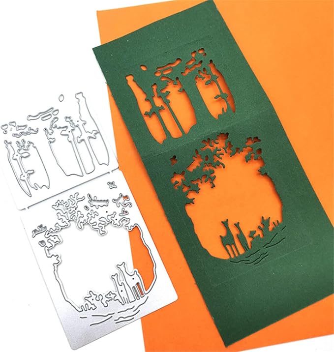 Metal Cutting Dies DIY Merry Christams Embossing Stencil Template Scrapbooking Card Making Mold Photo Album Arts Crafts Tools (Christmas deer-14x6.3cm)