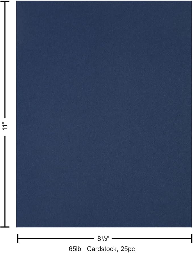 PA Paper Accents Stash Builder Cardstock 8.5" x 11" Chambray, 65lb Colored cardstock Paper for Card Making, Scrapbooking, Printing, Quilling and Crafts, 25 Piece Pack