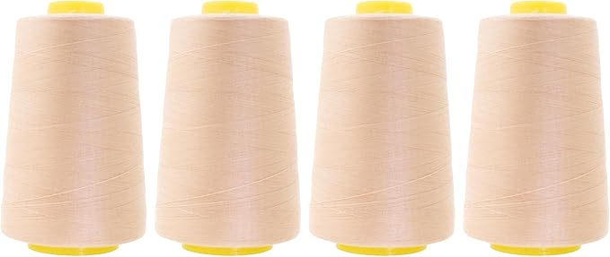 Mandala Crafts 4 Pack of Serger Threads Cones Spools - 40S/2 24000 Yards Polyester Nude Threads for Sergers Machine and Overlock Quilting Sewing Machine