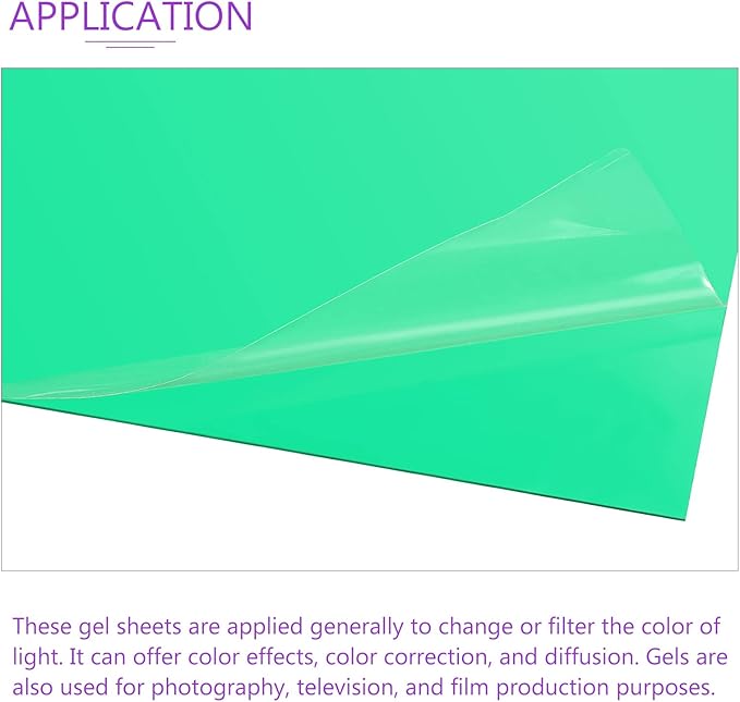 DMiotech 10Pcs Correction Gel Light Filter Overlay Transparent Plastic PVC Sheets Green for Photo，Film,Video