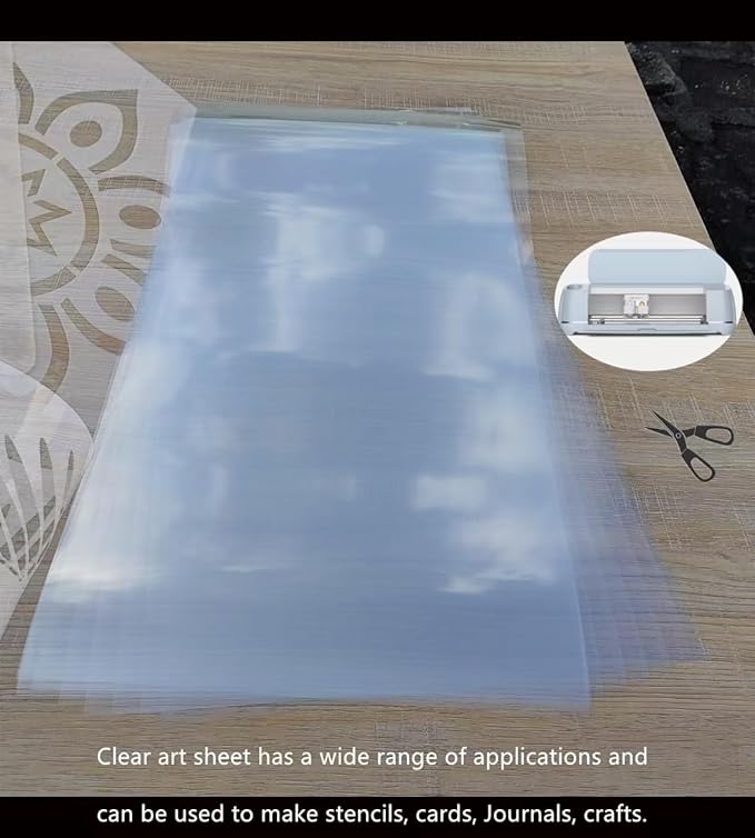 Transparent Blank Mylar Stencil Sheets for Cutting, Gift, 12" x 12" 6 mil/0.15mm Thick 15 Sheets.Acetate Template Material, Craft Plastic Sheets (12×12” /6 mil)