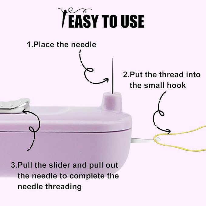 Needle Threaders, 2 in 1 Plug-in Needle Threader Seam Ripper Tool, Automatic Stretchable Seam Rippers for Sewing, Hand Quilling Supplies,Embroidery Stitch Removal (Purple/Green)