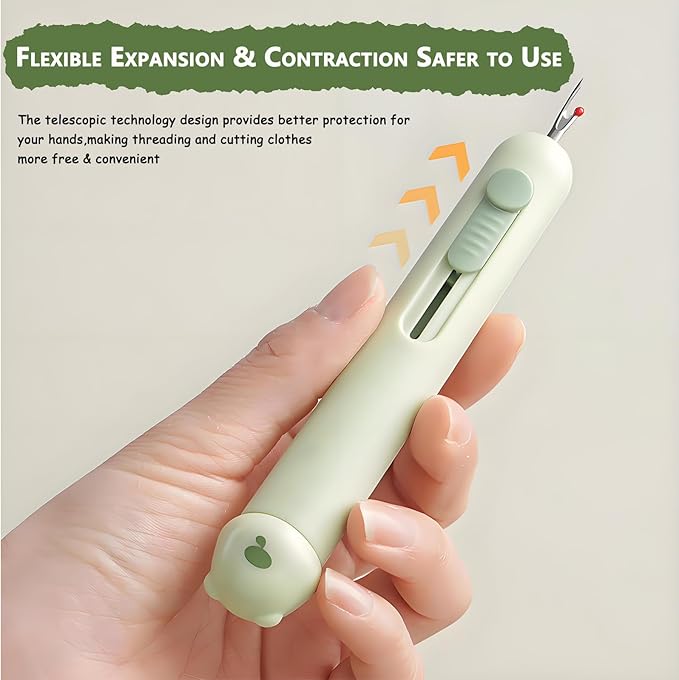3-in-1 Automatic Needle Threader with 2 Hand Sewn Needles,Needle Threaders for Hand Sewing/Denim/Silk/Embroidery,Professional Tool for Quilting & Clothing Repair (Green)
