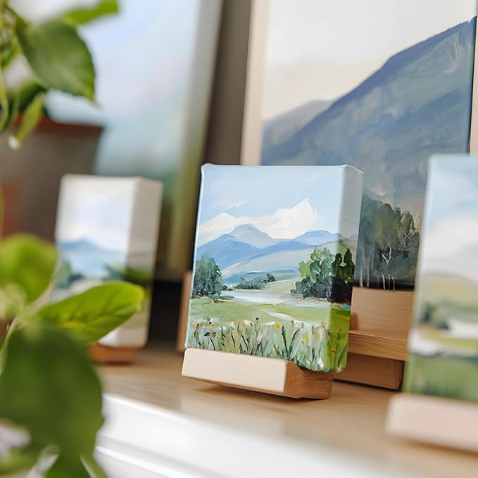 PHOENIX 6x6 Inch 4 Pack Gallery Canvas - Small Square 1.5 in Thick Canvases for Painting - Deep Edge 100% Cotton 11 Oz. Gesso Primed White Blank Professional Canvas Oil & Acrylic Paints