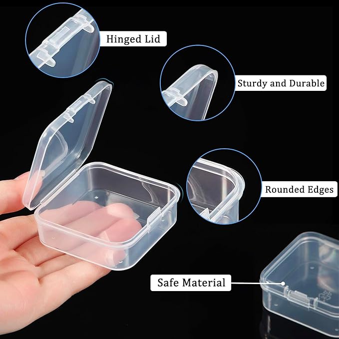 DUOFIRE 18 Pieces Plastic Bead Organizer, Craft Organizers and Storage Bead Storage Containers Small Transparent Boxes with Hinged Lid for Modular Storage of Small Parts, Diamonds, DIY Art, Jewelry