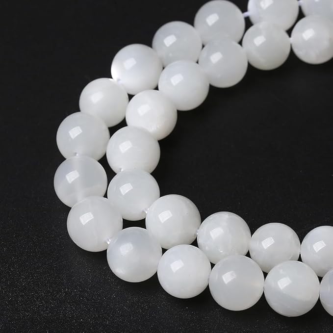 36pcs 10mm Natural White Moonstone Beads AAA Gemstone Round Loose Beads for Jewelry Making DIY Bracelets Necklaces Crystal Energy Healing Stone Beads 15" (10mm, White Moonstone)