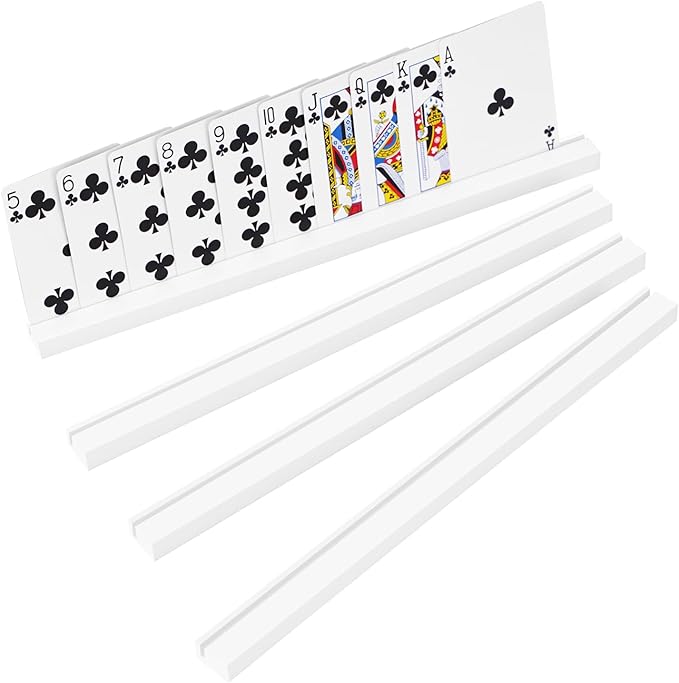 Playing Card Holders 13.4 Inches White Acrylic Solid Card Holder for Playing Card Games (4 pcs., White)