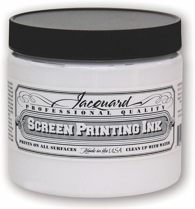 Jacquard Professional Screen Print Ink, Water-Soluable, 16oz Jar, Super Opaque White (119)