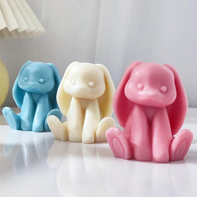 Rabbit Molds Large Ear Rabbit Candle Resin Mold - Resin Casting Silicone Molds for Home Decor & Candle Making Wave Spiral Mold