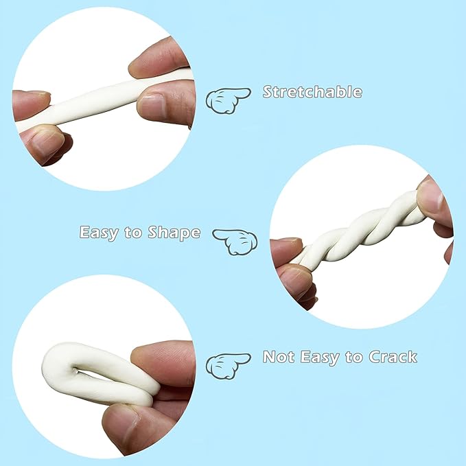 ReArt Non-Drying Oil-Based Plasticine Modeling Clay 2.6 Pounds, Non Hardening Reusable Clay, Non Toxic No Bake Professional Oil Base Sculpting Clay (White & Tools)