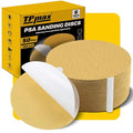 6-Inch 150-Grit Gold PSA Sanding Discs, 50 Pack – Pro-Grade Self-Adhesive Stickyback Sandpaper with Quick-Release Tabs for DA Sander, Medium-Fine Automotive/Wood/Metal Sanding