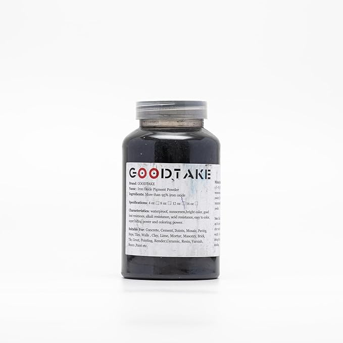 GOODTAKE Concrete Pigment - Black Iron Oxide Powder, Cement Dye Color for Pastel Tile Paint, Mortar, Grout (Black, 2 Pounds)