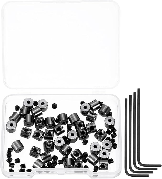 MECCANIXITY 40 Pcs Metal Locking Pin Backs, Locking Pin Keepers Clasp 5mm(H) with 4 Wrench Replacement in Storage Case for Badge, Brooch, Black Tone