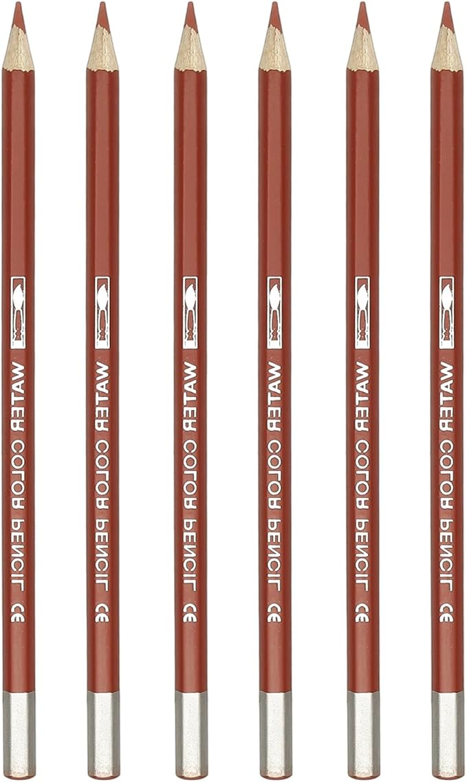 PATIKIL Watercolor Pencil, 6Pcs Water Soluble Pencils for Blending, Coloring, Sketch Drawing, Painting, Bright Brown