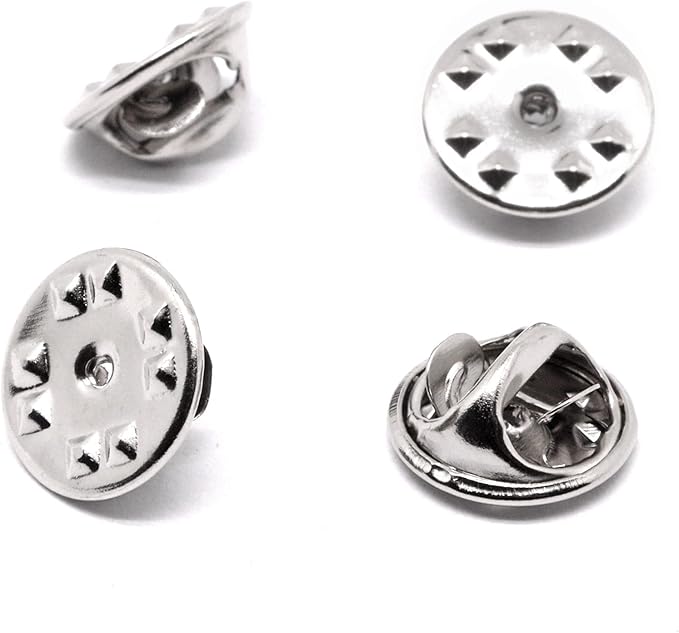 100pcs Pin Backs, Blank Pins Scatter Butterfly Clutch Pin Holder Enamel Pin Locking Backs Tie Tacks Jewelry Pin Backings Clasp for Brooch Lapel Hat Uniform Badges Tie Tack (Silver)