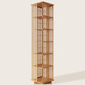 XIMN 360° Rotating Bamboo CD/DVD Shelf - 6-Tier Space-Saving Media Storage Cabinet for Movies, Organizer with Super Compact Design
