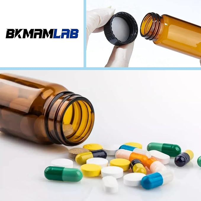 40ml Amber Small Glass Vials 30pcs with Screw Caps(30pcs)
