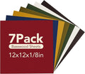 ROBOTIME 7-Pack Double-Sided Colored 1/8" Plywood Sheets - 12 x 12 x 1/8 Inch - Roller-Coated Solid Color 3mm Craft Wood Sheets for Laser Cutting - Assorted Colors - WB122