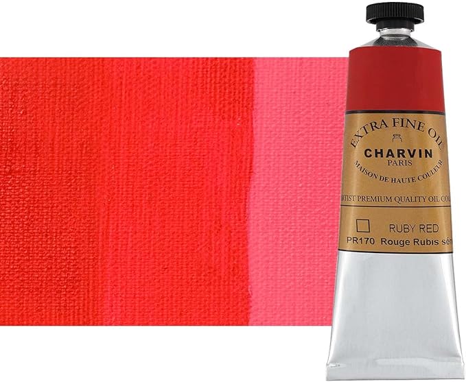 Charvin Extra Fine Oil Paint, Ruby Red 60 mL - Triple-Milled, Rich Texture, Poppy Oil-Based, Light-Fast, Handmade, Archival Quality