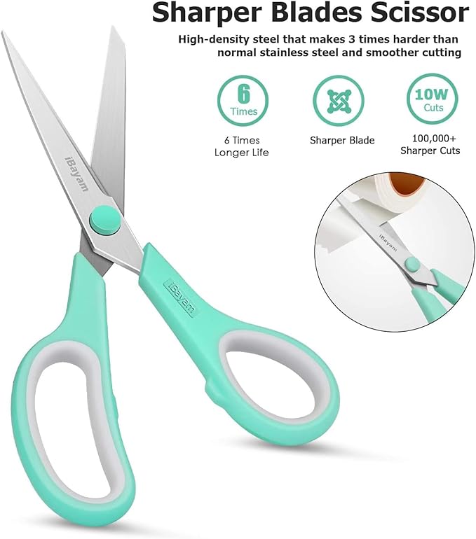 8 '' Multipurpose Heavy Duty Scissors Bulk 24-Pack, 2.5mm Thickness Ultra Sharp Blade Shears with Comfort-Grip Handles for Household School Office Supplies, Right/Left Hand Tools