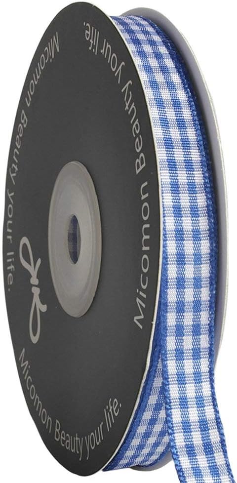Ink Blue Gingham Plaid Checked Ribbon 25 Yard Each Roll 100% Polyester (3/8", Ink Blue)