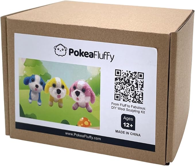 Needle Felting Kit, 3 Pcs Dog Wool Needle Felting Kit for Beginners & Adult, Animal Doll Making Set with Video Instruction, Craft Party Supplies, Tools & Foam Pad, DIY Home Decor, Birthday Gift