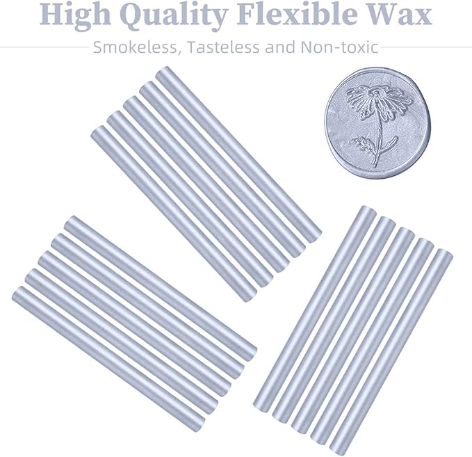 Wax Seal Sticks, Afobby 15 Pieces Glue Gun Sealing Wax Sticks for Wax Seal Stamp, Silver Wax Sealing Sticks for Wedding Invitations, Cards, Envelopes