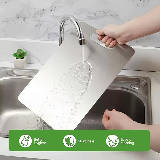 Katuchef Titanium Cutting Board - New Upgrade 100% Pure Titanium Cutting Boards for Kitchen Double Sided Non Toxic Cutting Board,Hygiene Durable Dishwasher Safe Chopping Board(1PC-XL:18.11IN*11.81IN)