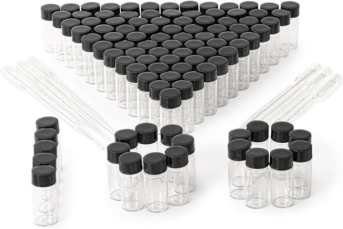 5ml Clear Small Glass Vials 100pcs with Screw Caps(100pcs)