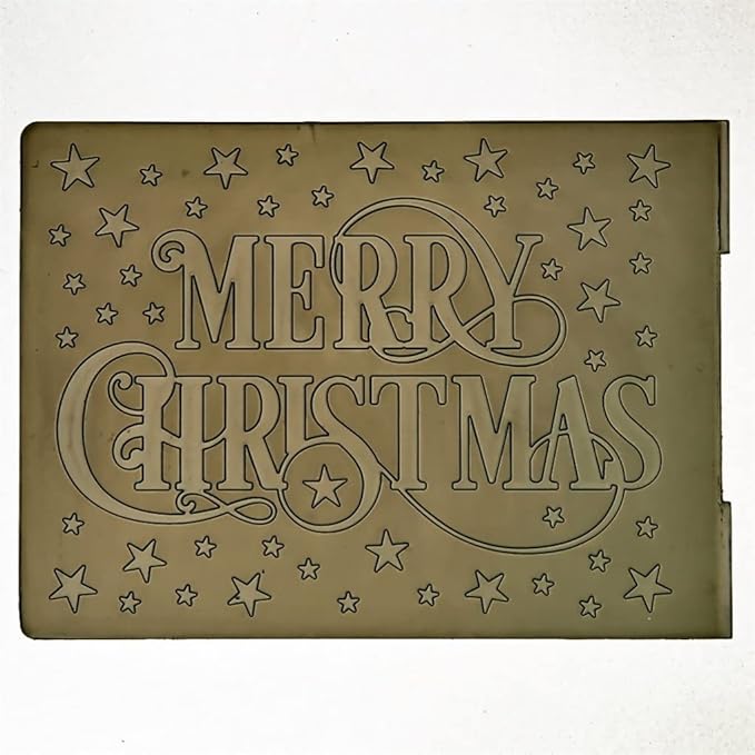 Words Merry Christmas Star Background Plastic Embossing Folders for Card Making Scrapbooking and Other Paper Crafts 2101046